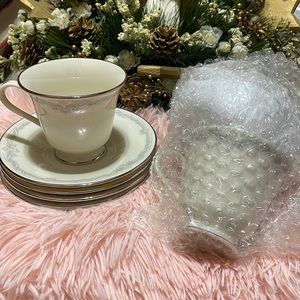 Replacements China Lenox Kingston Pattern 4 Cups and 4 Saucer Sets